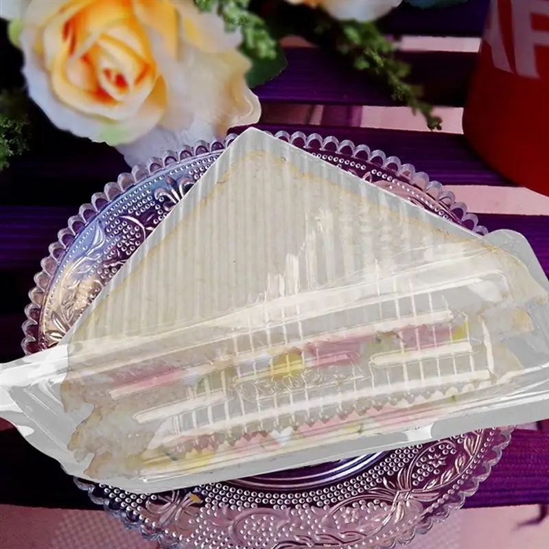 Упаковочные коробки для сэндвичей 60 штук прозрачные треугольные пластиковые коробки для упаковки тортов десертов мусса чизкейка.