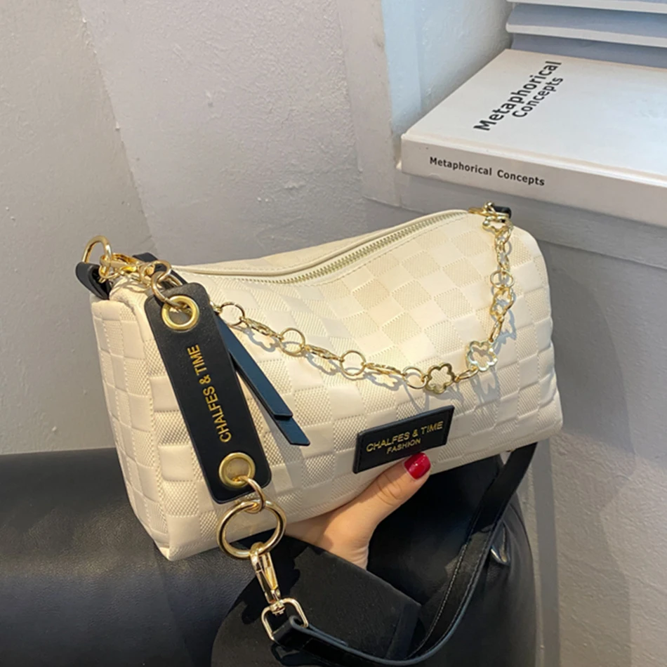 

Роскошная дизайнерская клетчатая сумка через плечо, модные сумки на цепочке для женщин, брендовые сумки из искусственной кожи, трендовые ко...