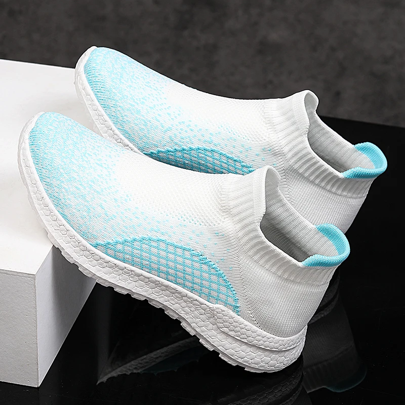 

2024 new cross-border plus-size flying woven couple sports casual shoes