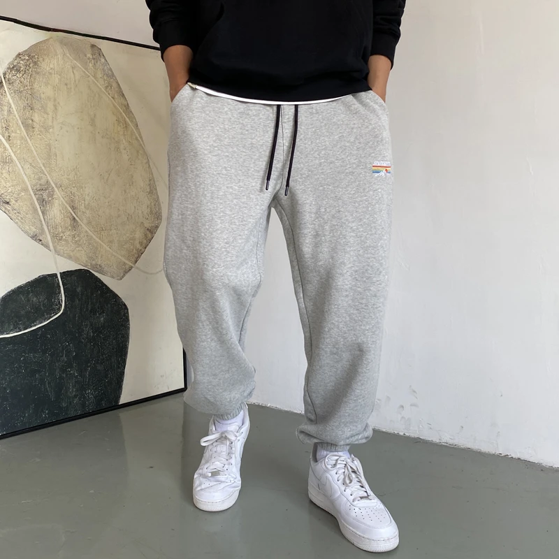 Брюки спортивные в стиле хип-хоп повседневные серые штаны для бега уличном