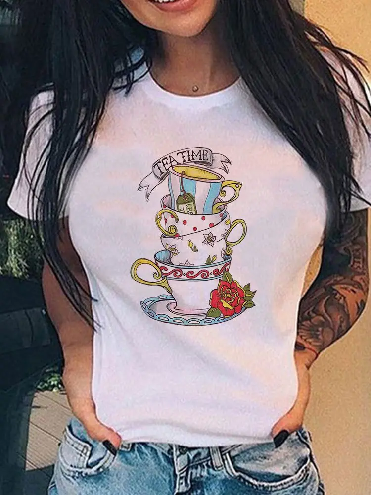 

Disney T-Shirt Alice In Wonderland Women Print New Products T Shirt Comfortable Tea Time Exquisite Trendy Casual Short Sleeve