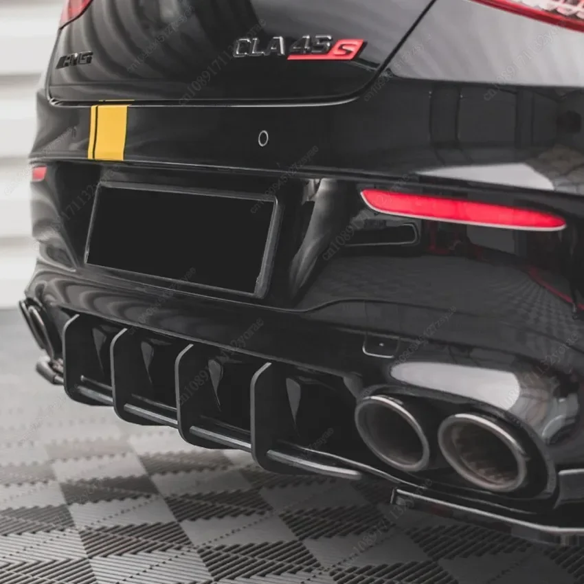 Фото Для Mercedes Benz CLA Class C118 CLA35 CLA45 AMG 2020-2024 задний бампер, диффузор, спойлер, сплиттер, губа, ABS, черные обвесы, тюнинг №2