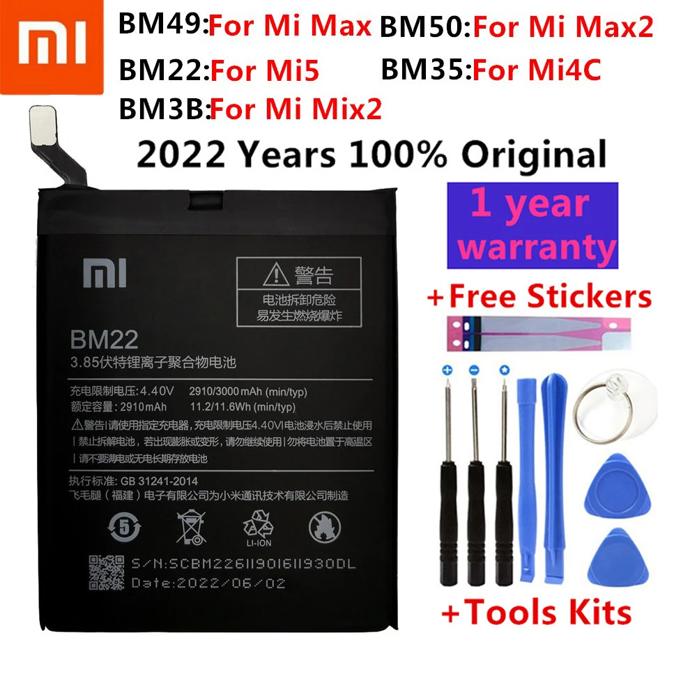 BM49 BM50 BM3B BM22 BM35 Battery For Xiaomi Mi 5 4C Max Mix 2 Max2 Mix2 Replacement Bateria Phone Batteries + Free Tools