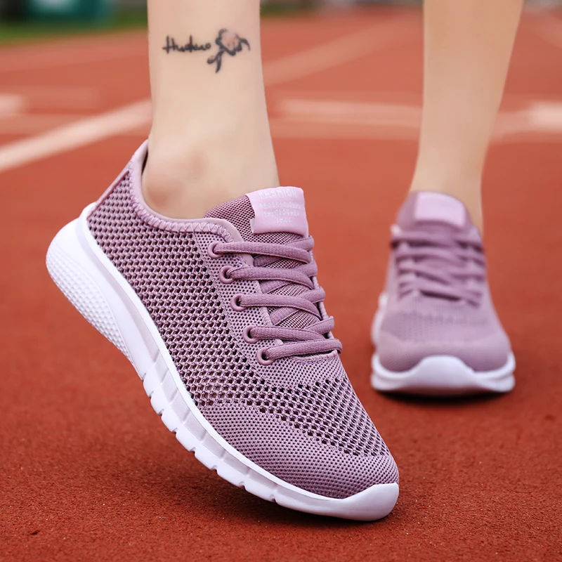 2022 Mesh Women Sneakers Breathable Flat Shoes Women Lightweight Sports Shoes Non-slip Running Casual Footwear Zapatillas Mujer