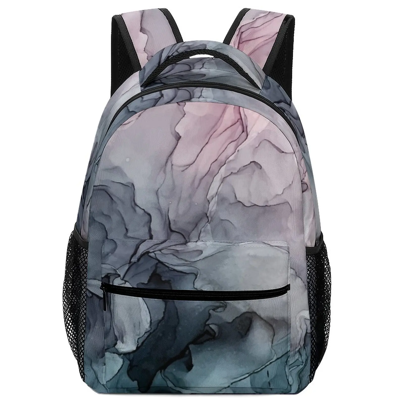 New Fashion Fun Blush And Payne's Grey Flowing Abstract Painting Kids Girls University Bag Woman Women Bags Kawaii Backpack