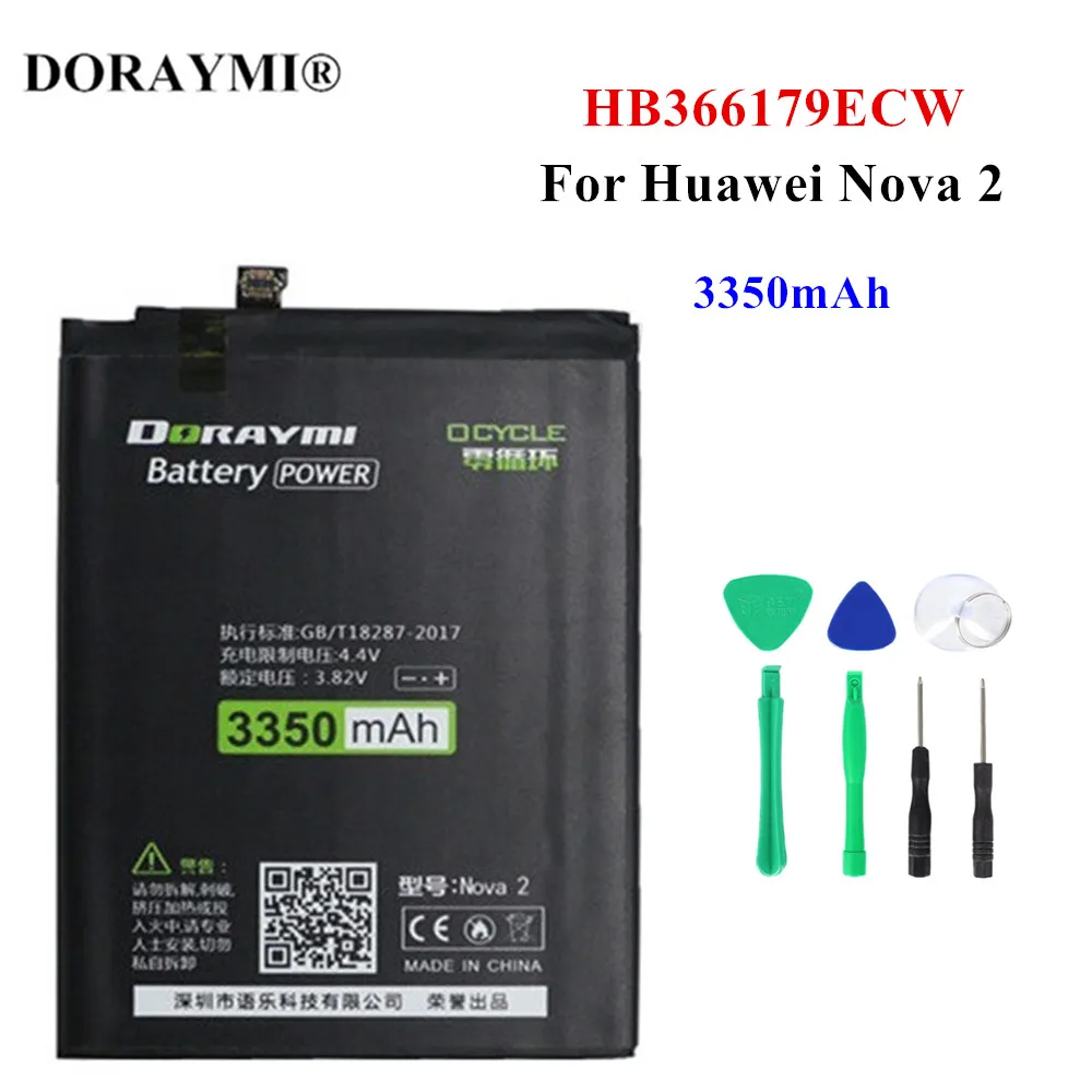 

DORAYMI HB366179ECW Аккумулятор для Huawei Nova 2 CAZ-AL10 CAZ-TL00 мобильный телефон запасные батареи 3350mAh аккумулятор + Инструменты