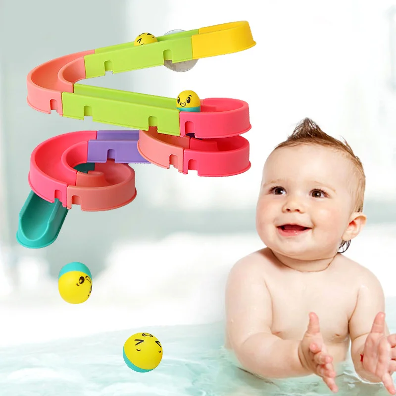 

Baby Bath Toys Marble Race Run Ball Set Assembling Track Water Game Play Bathroom Bathtub Shower Water Toys For Children