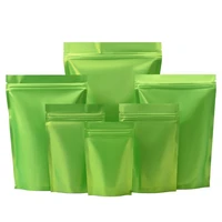 100pcs green matte ziplock bag aluminum foil food packing bags reclosable stand up bags smell proof storage pouches snack candy