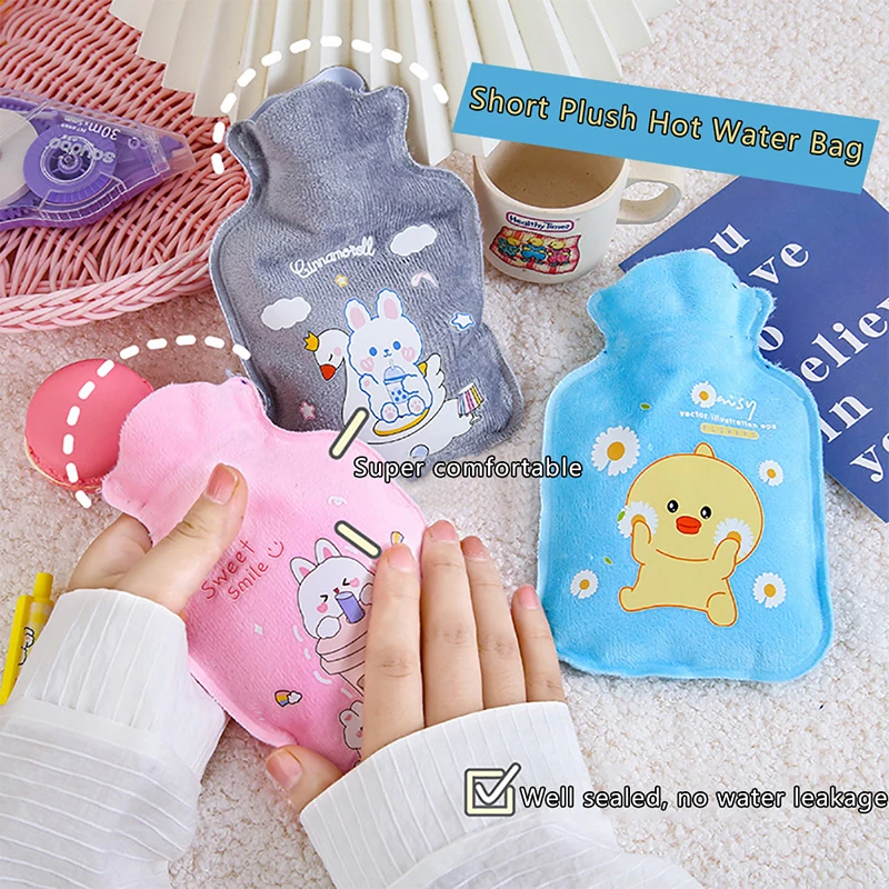 1PCs Keep Warm Cute PVC Stress Pain Relief Therapy Hot Water Bottle Bag with Knitted Soft Cozy Cover Heat Reusable Hand Warmer