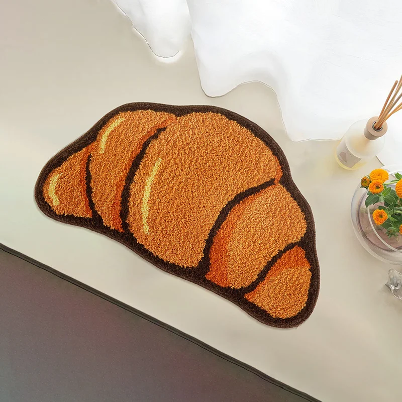 

Ins Nordic Cartoon Croissant Bathmat Soft Rug Living Room Bathroom INS Style Anti-slip Carpet Aesthetic Home Room Warm Decor