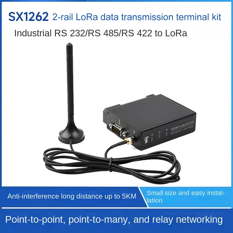 Waveshare SX1262-Lora-DTU-HF 850-930 МГц направляющий рельс Lora терминал передачи данных DTU RS232/RS485/RS422 To Lora для Sub Ghz HF