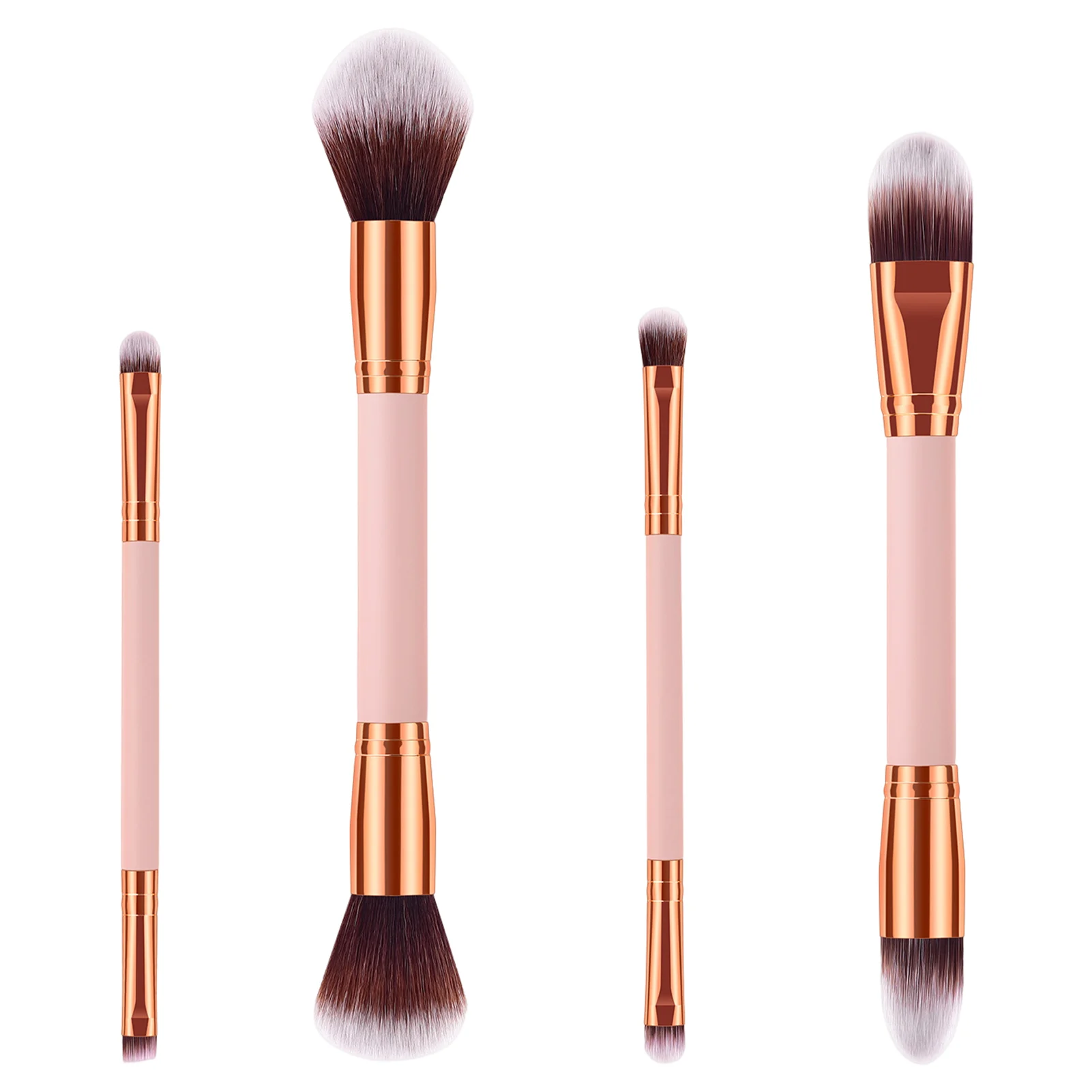 

4pcs Easy Grip Powder Makeup Brush Set Portable Soft Hair Double Ended Buffing Concealer Beginner Highlighting Professional