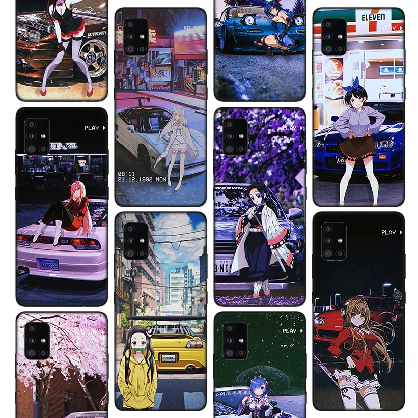 

Anime Girl JDM Sports Car Drift Phone Case For Samsung Galaxy A51 A52 A71 A72 A42 A32 A22 A12 5G A02S A31 A21S M12 M21 M31S M32