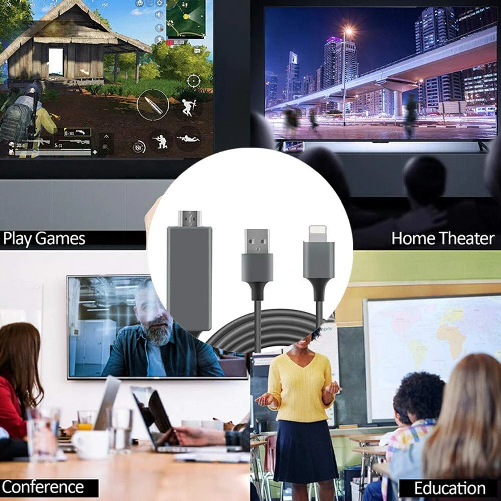 lightning to hdmi adapter cable 2m 1080p hdmi sync screen digital tv hd adapter converter cable for iphone ios to hdtvprojector free global shipping