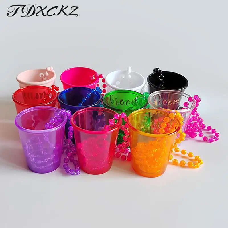 Creative Bead Chain Cups Bachelorette Party Game Props Plastic Hen Night Wedding Party Bead Necklace Wine Glass Bridal Shower