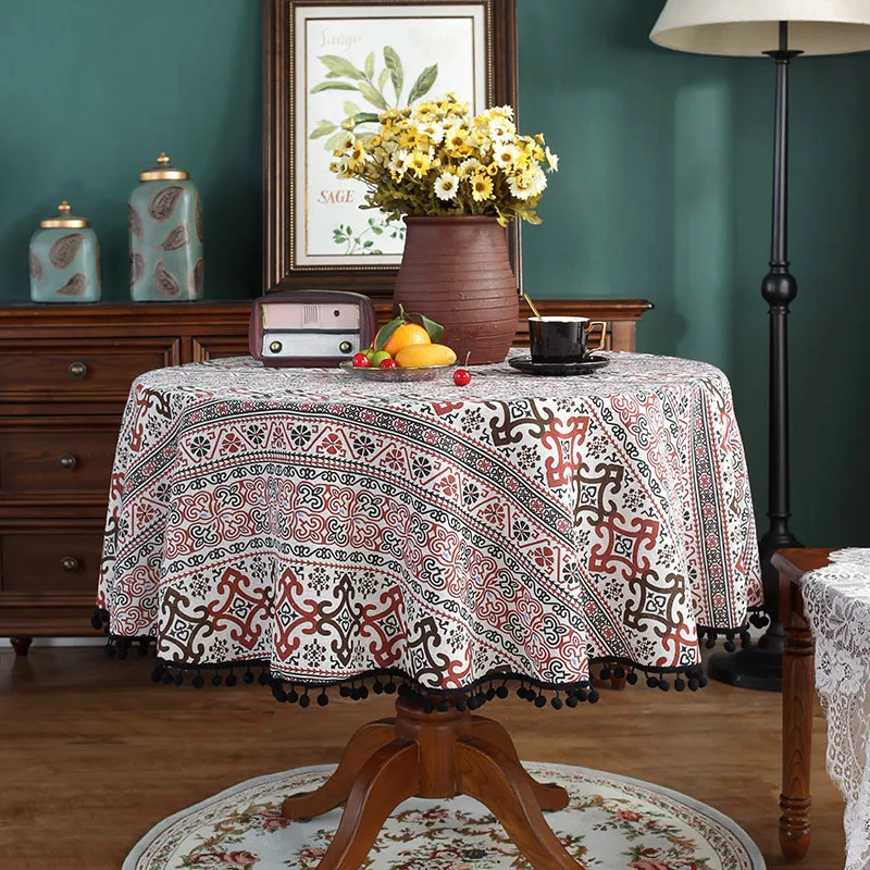 

Linen Cotton Tablecloths Table Runners Tassel Rectangle Table Covers Placemats Birthday Tablecloths Fireplace Countertop Mats