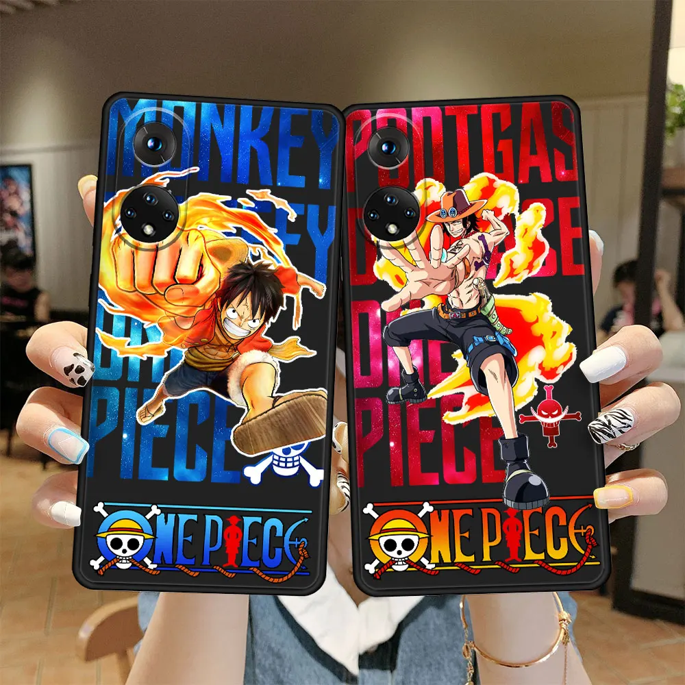 

Case Funda for Honor Pro x7 30i Play 9A Lite X9 50 X8 60 20i 8X 10 5G SE One Piece Monkey D Luffy Ace Anime Phone Black Coque