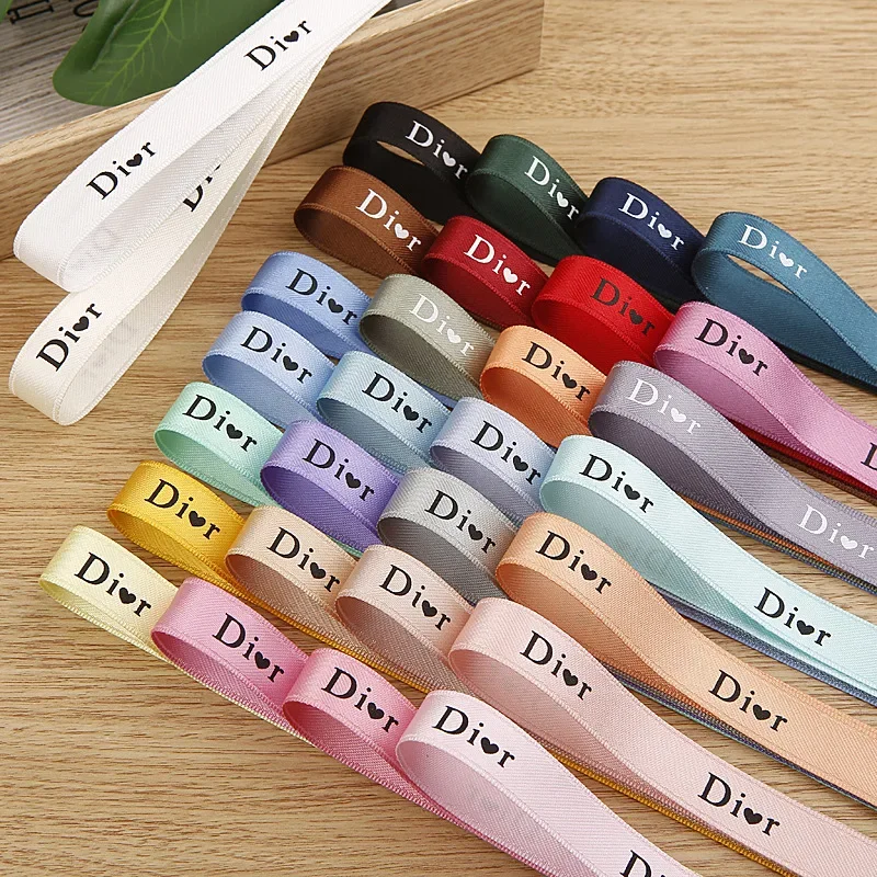 Shiny Cotton Satin Ribbon With English Printed Letters Butterfly Knot Hair Accessory Clothing Supplemental Material Gift Box Flo