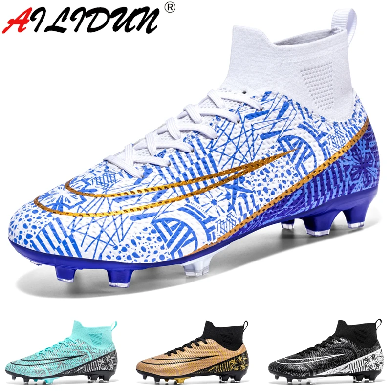 

Men Soccer Shoes TF/FG High Ankle Football Boots Male Teenagers Adult Cleats Grass Training Match Sneakers