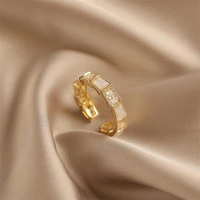 2022 new korean fine crystal geometric opening rings contracted sweet fresh women trend adjustable ring jewelry