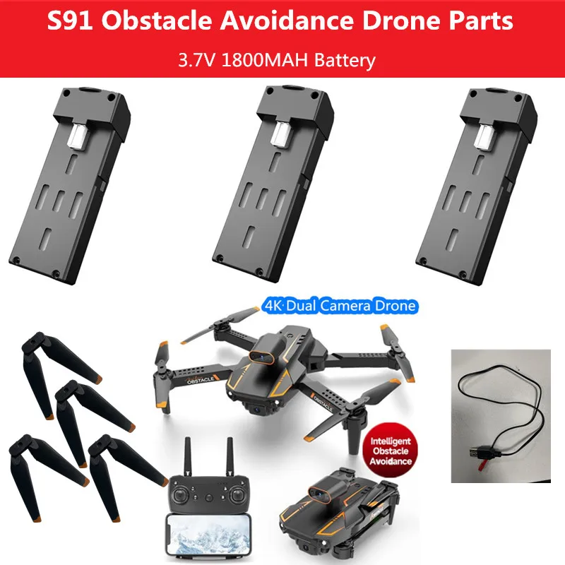 

S91 Obstacle Avoidance Drone Spare Parts 3.7V 1800mAh battery usb for S91 PRO Drone Accessories S91 Drone Battery S91 PRO Dron