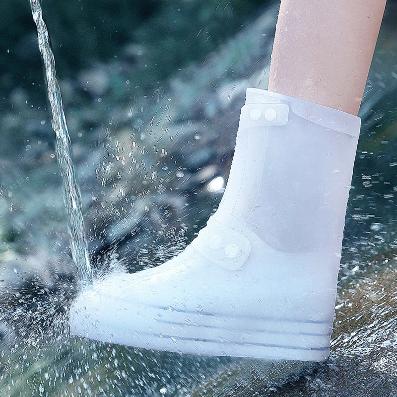 Pink PVC Rain Shoes Covers Men Women Shoe Protection High Top White Shoe Covers Reusable Women's Water Resistant Shoe Foot Cover