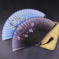 chinese style silk vintage hand hold fan folding fans dance wedding party favor japanese pattern art craft gift home ornaments