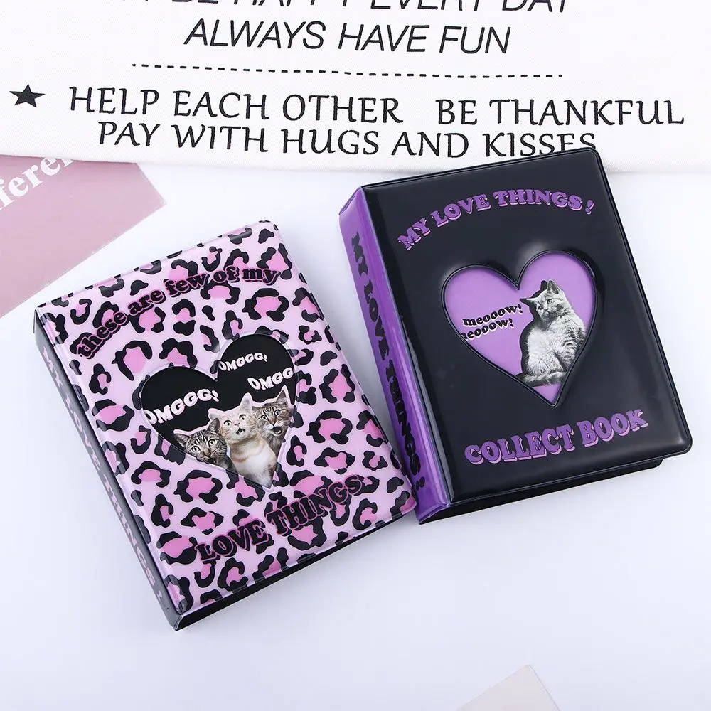 

Card Bag Binders Albums Hollowed Heart Leopard Card Stock Kpop Photo Album Collect Books Card Album Postcards Organizer