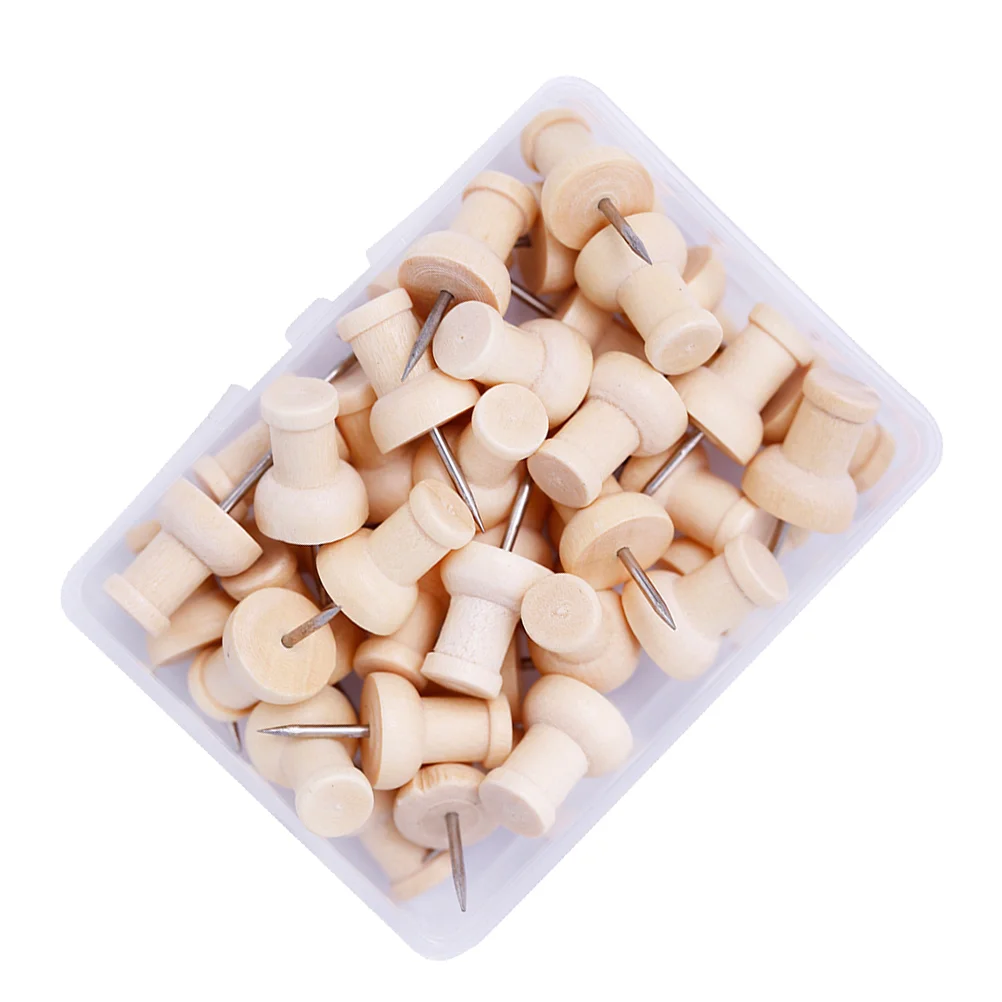 

40pcs Wooden Push Pin DIY Map Photos Calendar Decorative Thumb Tacks Stationery Supplies for Home Office Decor