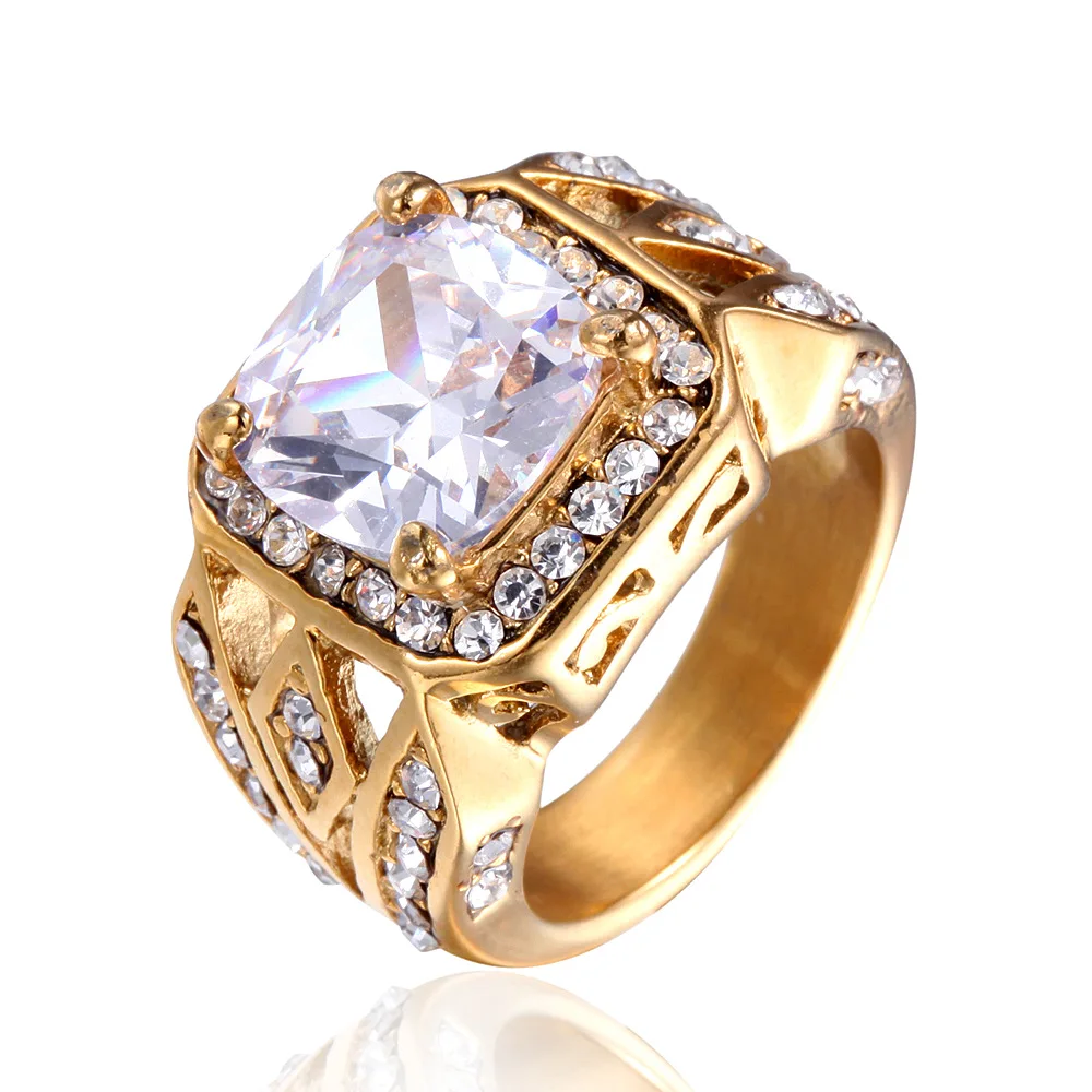 

Luxury Brand Punk Zircon Engagement Ring Men Fashion Cubic Zirconia Vintage Rings For Women Wholesale Lots Bulk Gift
