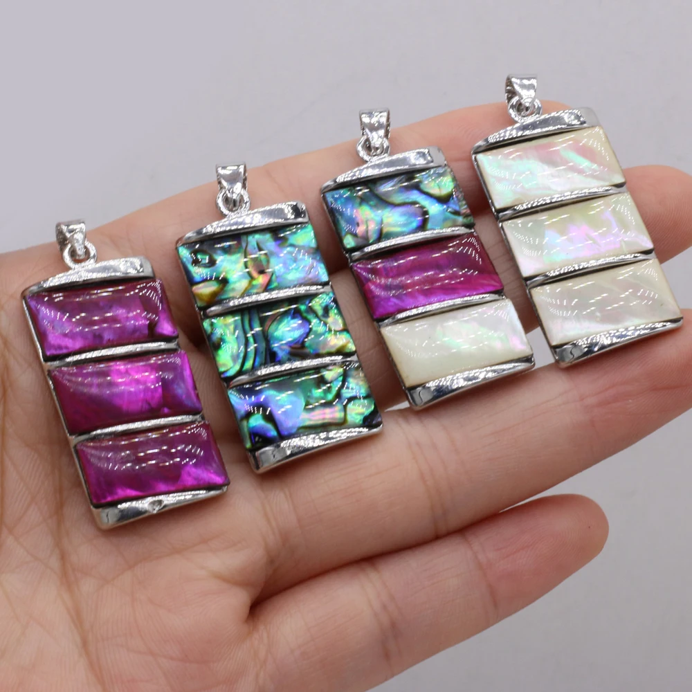 Купи Natural Shell White Abalone Rectangle Silver Plated Pendant For Jewelry Making DIY Necklace Accessory Charm Gift 18x35mm за 134 рублей в магазине AliExpress