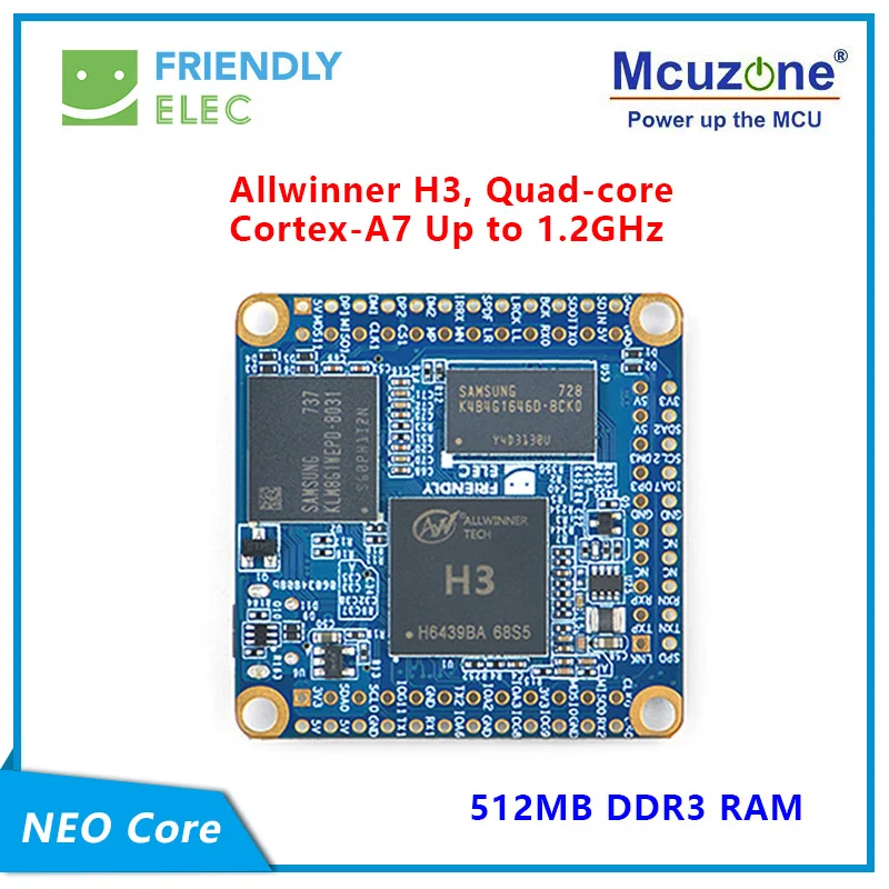 FriendlyELEC NanoPi NEO Core 512MB Allwinner H3, четырёхъядерный телефон с Основной линией ядра 4.x. y