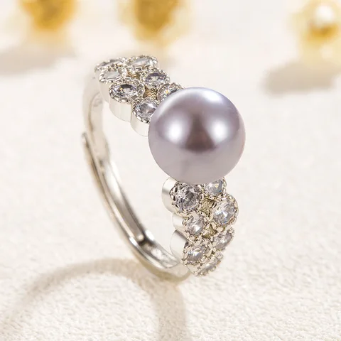 Серебряное кольцо MOONBIFFY с цирконом и искусственным жемчугом