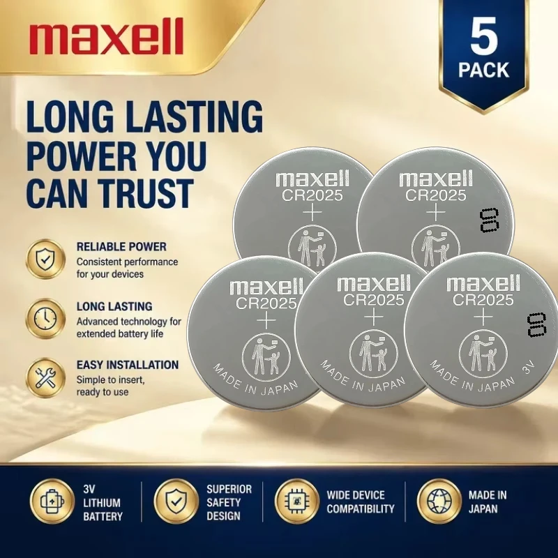 Фото 5-100 шт. литиевые батарейки-таблетки Maxell CR2025 3V с DL2025 ECR2025 для пультов ДУ, материнских плат, часов, игрушек, электронных устройств №1