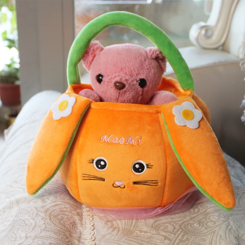 New Children Bags Designer Luxury Handbags Toddler Kids Girls Cartoon Animal-shaped Handle Baby Toy Candy Plush Fruit Snack Bag