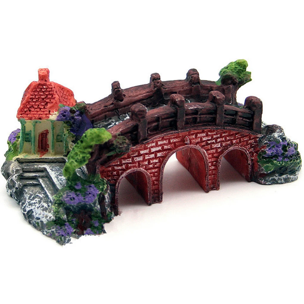 

Aquariums Castle Decoration Simulation Turtle Resin Castle Climbing Three Eye Bridge Water tank fish ornaments