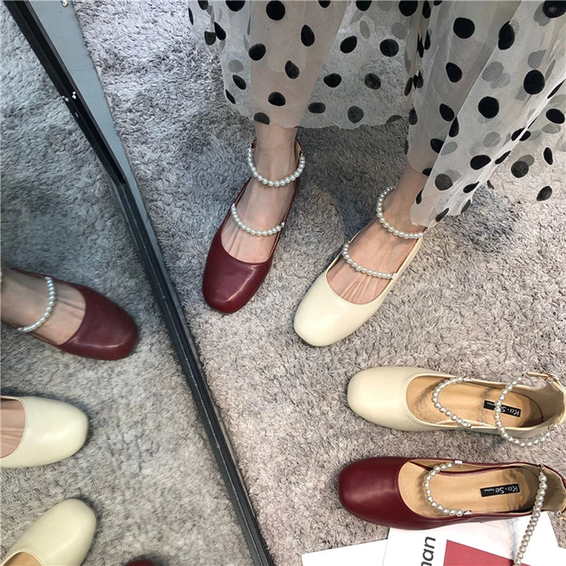 

Casual Woman Shoe Modis Pearl Decorateion Elegant Female Footwear Round Toe Autumn All-Match 2022 Moccasin Beading Summer New Dr