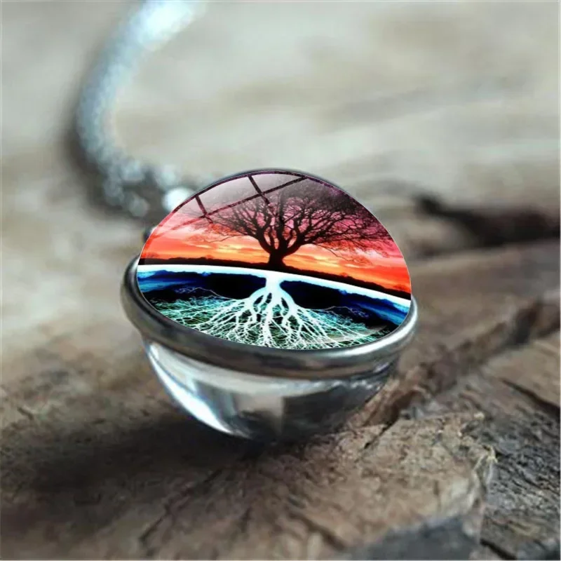 Новое модное ожерелье с изображением дерева жизни Инь-Янь двухсторонняя