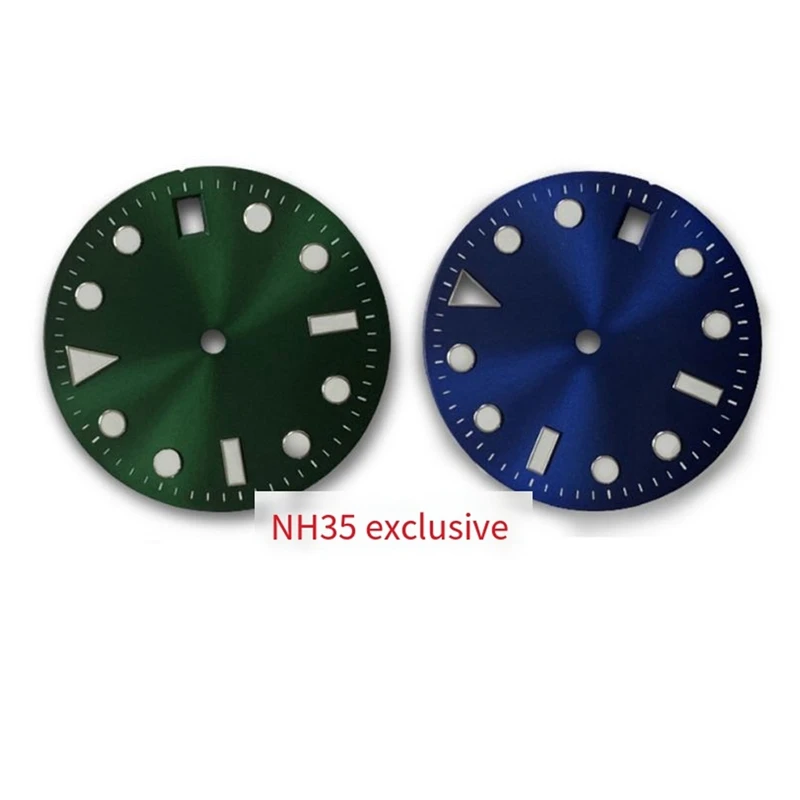Циферблат часов NH35 29 мм циферблат с рисунком солнца зеленый светящийся для