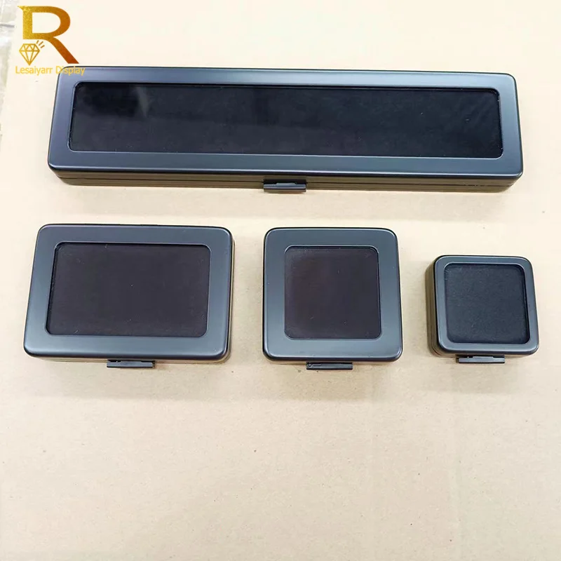 

Металлическая свободная коробка для хранения ювелирных изделий с бриллиантами, скользящая пряжка, органайзер для дисплея из драгоценных камней, стеклянная крышка, ювелирные изделия, бусины, банка из драгоценного камня