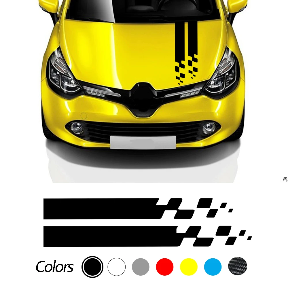 

Car Stripes Hood Sticker Racing Bonnet Sport Decal For Renault Megane Clio RS Captur Sandero Espace Twingo Scenic Laguna Trafic