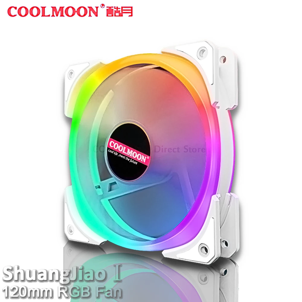 

COOLMOON 12CM RGB White Fan 120mm Small 6PIN Interface AURA SYNC Computer Case Cooling Fan ShuangJiao 1 `62