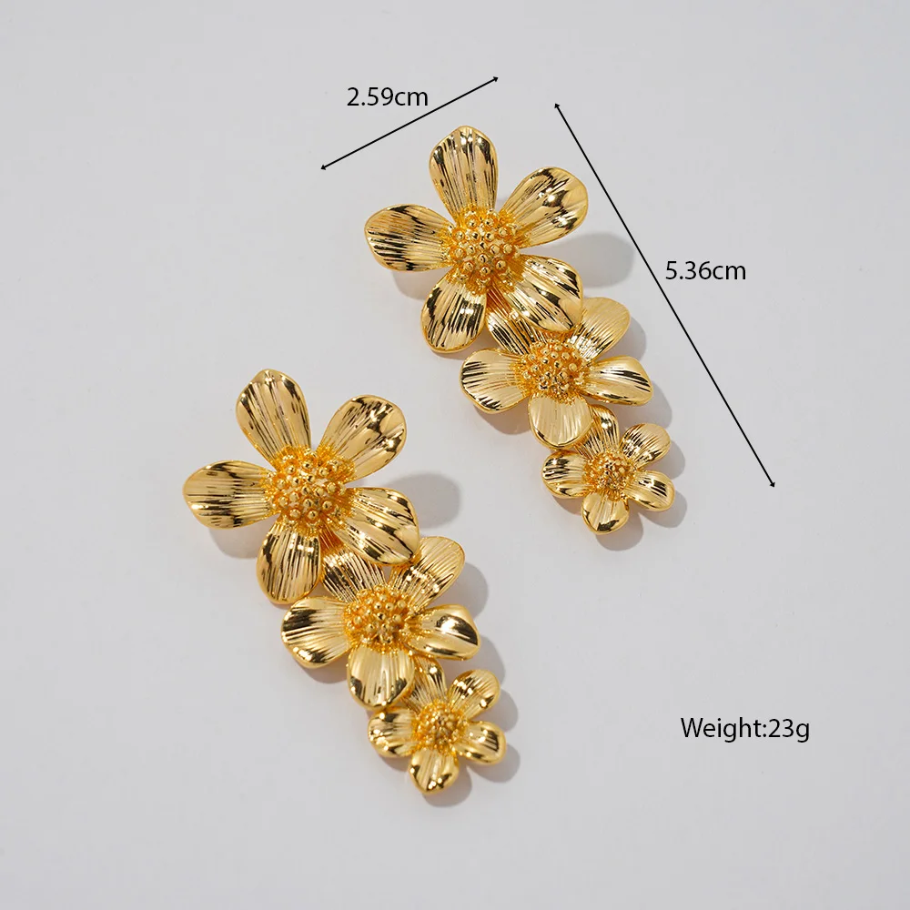 Fahsion 18k позолоченные Цветочные дизайнерские серьги водонепроницаемые не