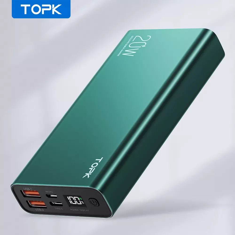 

NEW2023 TOPK I2006P PD 20W Power Bank 20000mAh Portable Charging Poverbank Mobile Phone External Battery Charger Powerbank 20000