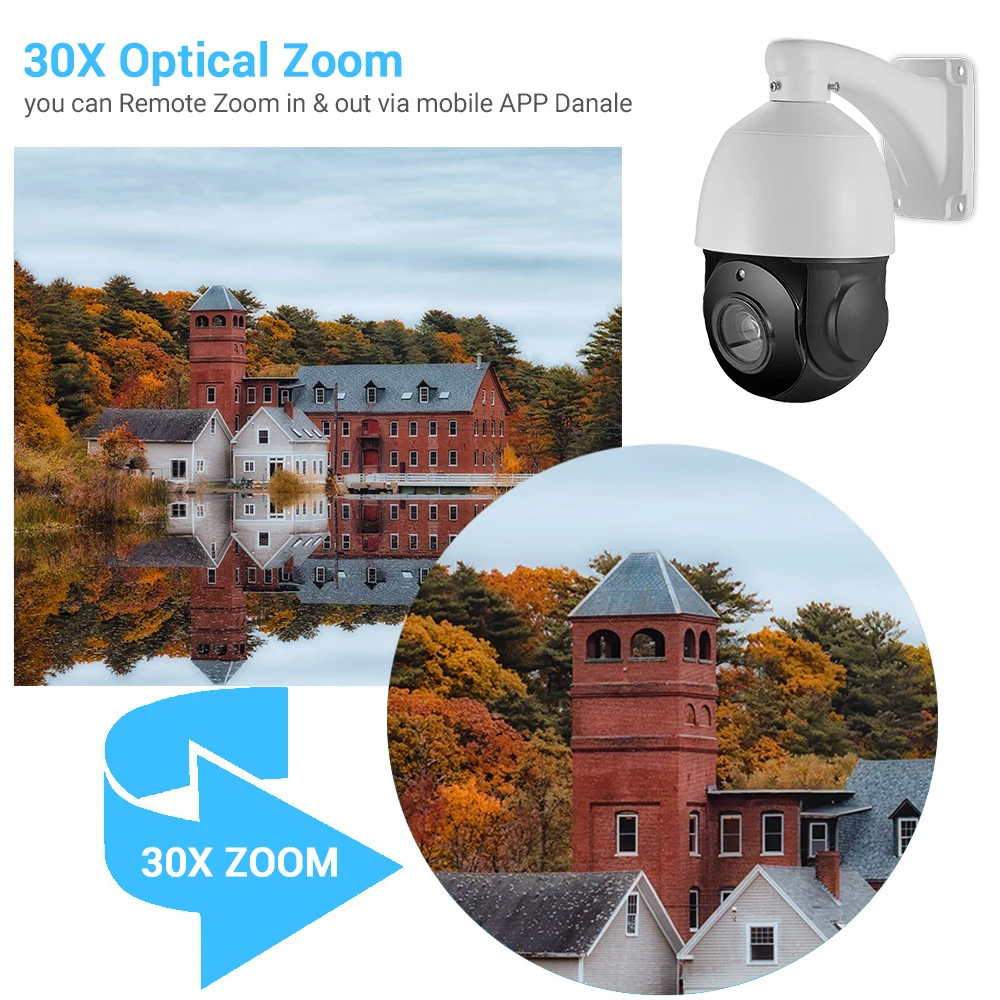 Купить IP-камера SONY IMX451, 8 МП 30XZoom PTZ, Ultra HD 4K POE, уличная Водонепроницаемая камера с двухсторонним аудио, слот для SD-Карты P2P H.265