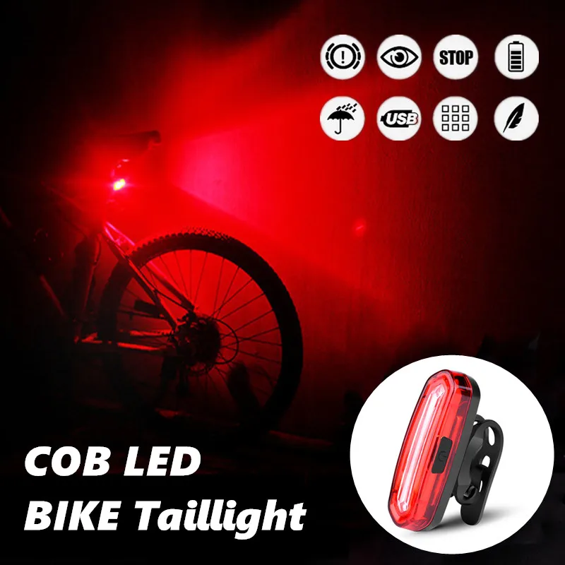 

120 Lumens COB LED Bike Tail Light Rear Taillight USB Rechargeable Mountain Bike Safety Warning Bicycle Rear Light Bicycle Lamp