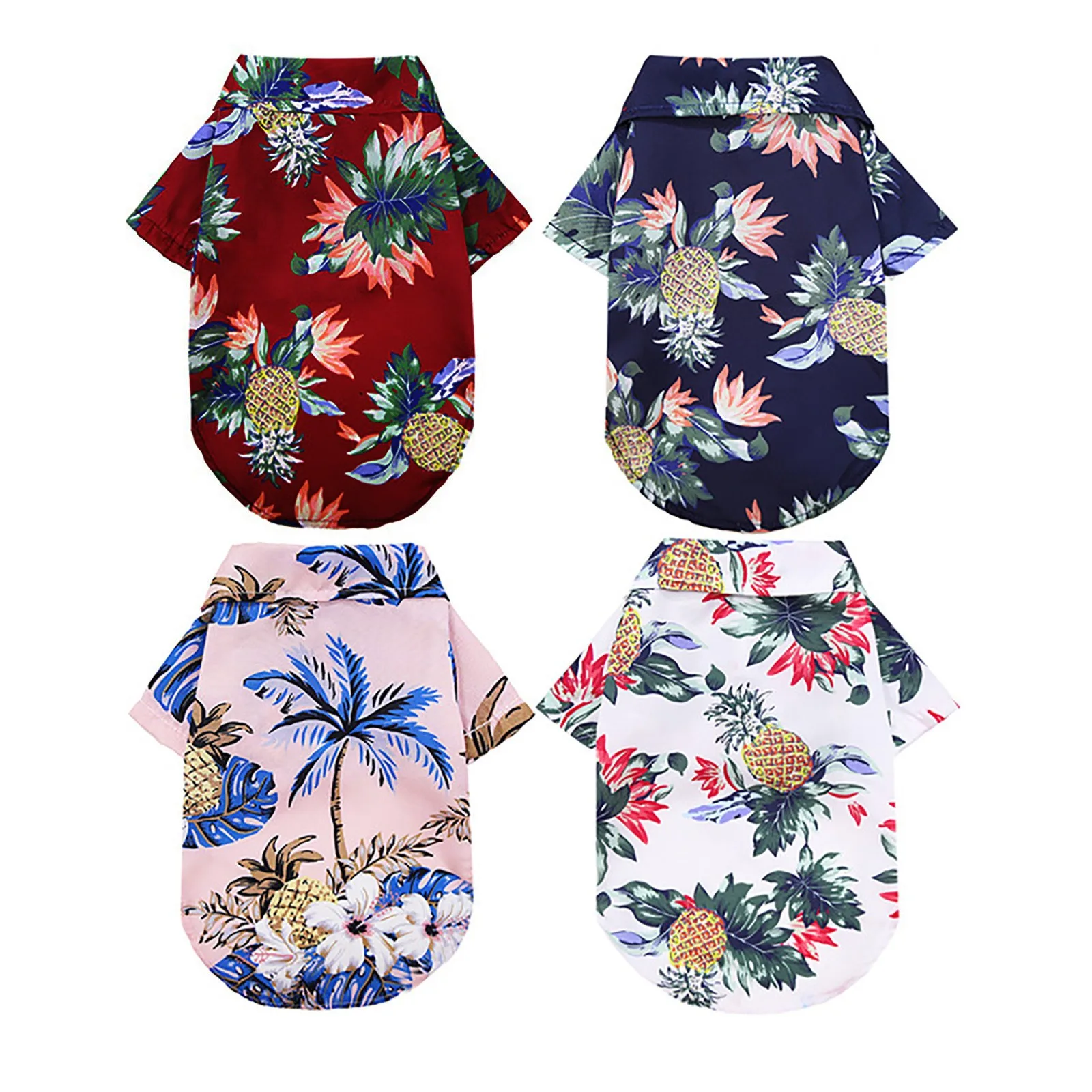 

Pineapple Clothes Suit Spring 4-piece Summer Hawaii Shirt Pet Beach And Pet clothes