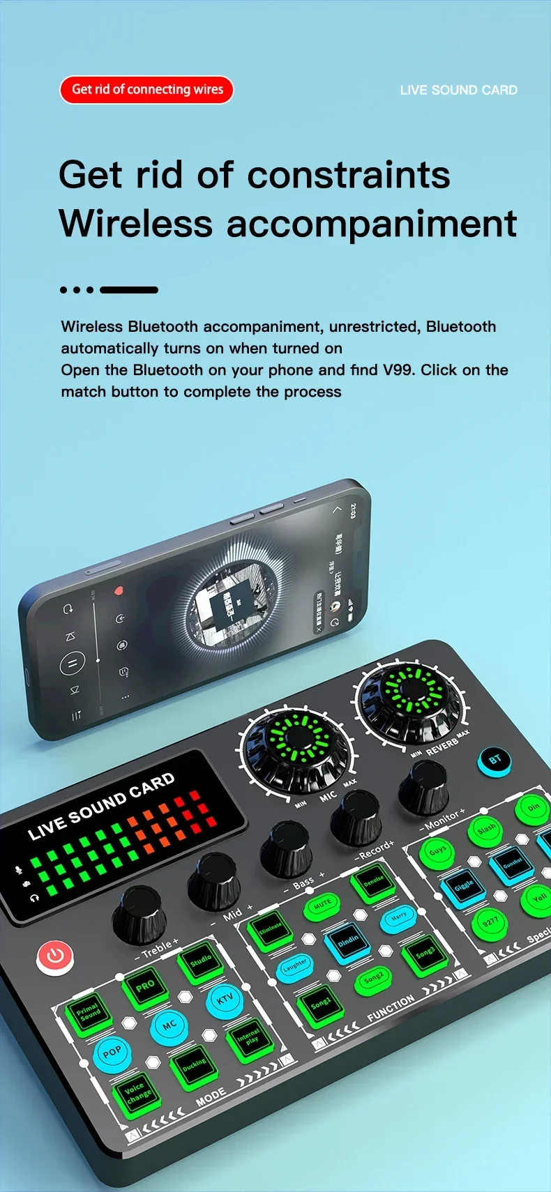 Живая звуковая карта Звуковой микшер Подкаст Караоке Домашняя студия Запись