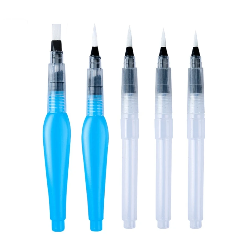 

3/6Pcs Water Brush Pens Set Refillable Watercolor Pen Brush 3 Sizes Brush Tips for Blending Colors Creating Shades
