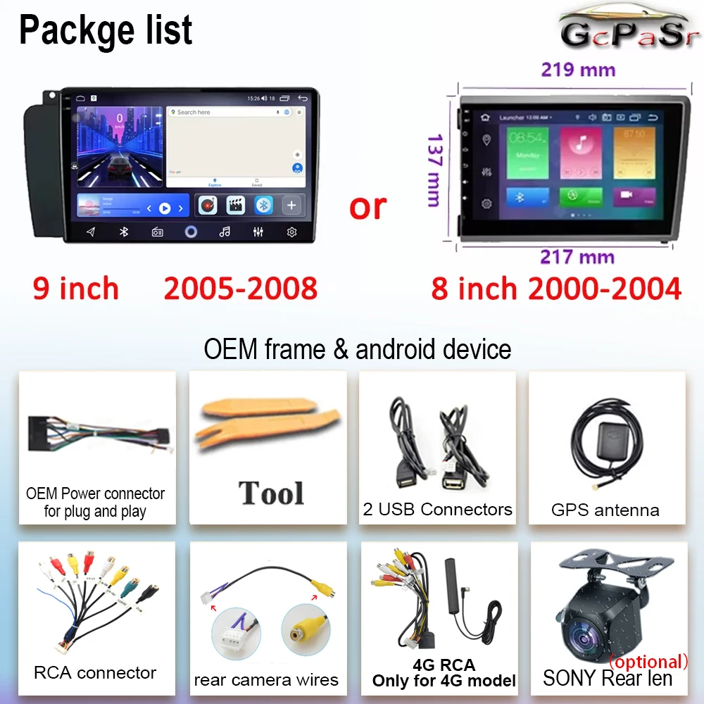 Android 14 для Volvo XC70 V70 S60 2000-2009 Радио головное устройство CarPlay Авто Мультимедийный